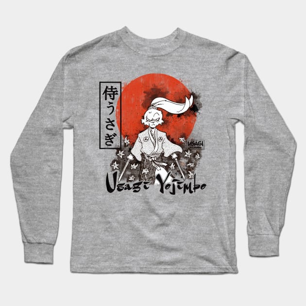 Usagi Yojimbo Kanji Red Sun Long Sleeve T-Shirt by Karate Panda